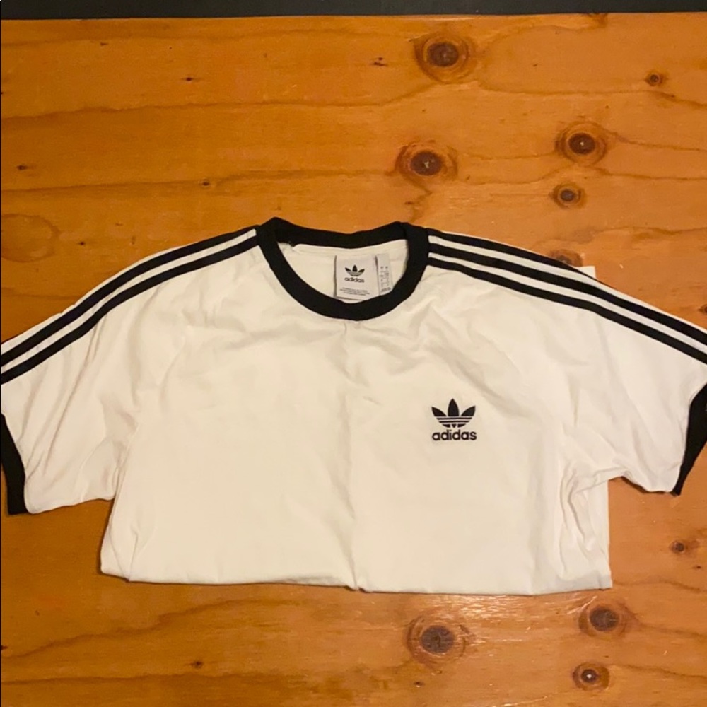 Adidas soccer style 3 stripes shirt